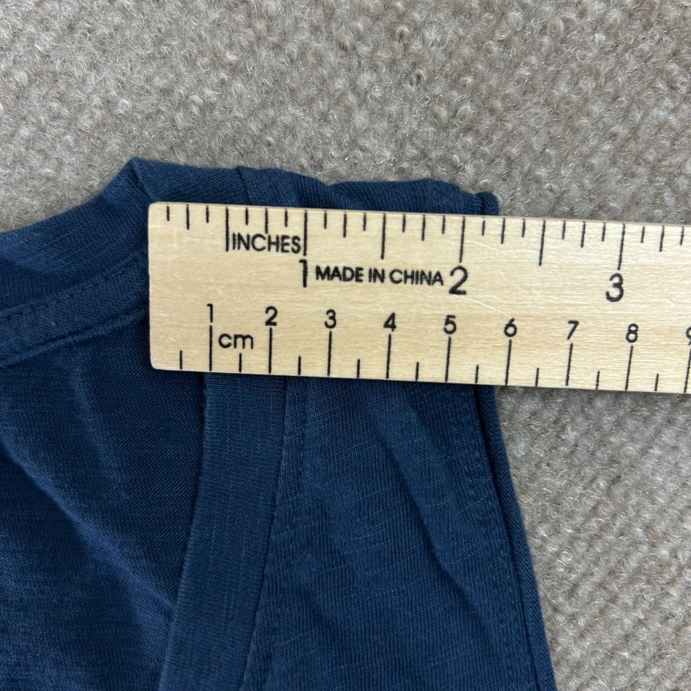 So Good For Life Tank Top Womens XL Blue Cotton Patch Pocket Curved Hem V Neck - Picture 8 of 9